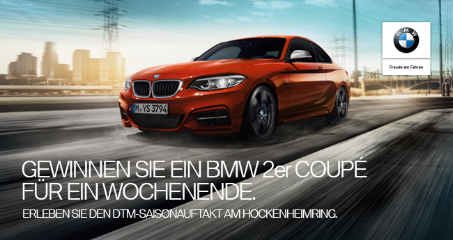 BMW Wettbewerb: unvergessliches Wochenende im BMW 2er Coupé und zwei packende DTM-Läufe voller Rennaction.