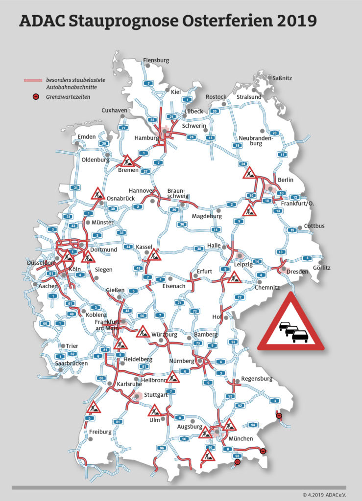 ADAC Stauprognose für 18. bis 22. April