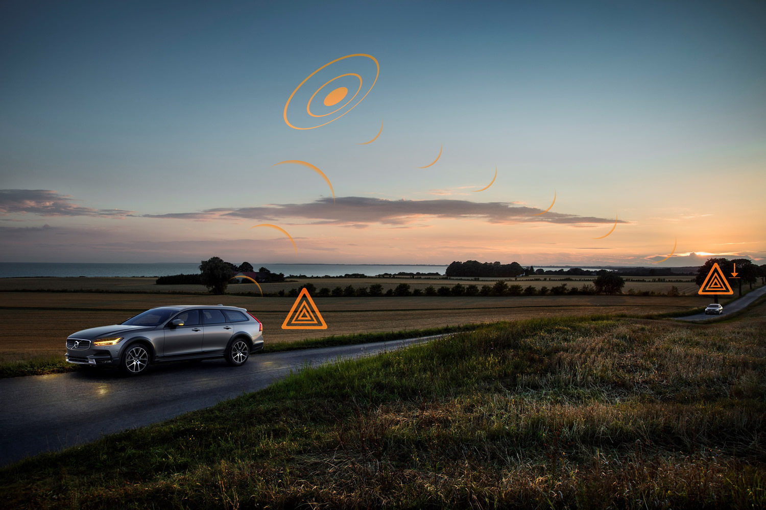 Hazard Light Alert - Demonstration im Volvo V90 Cross Country